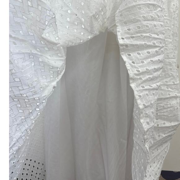 Taylor Puff Sleeve Embroidered Square Eyelet Midi Dress 12 Pullover Classic - Picture 9 of 10